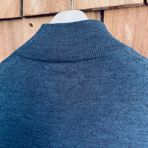 Black Brown 1826 100% Extra Fine Merino Wool 1/4 Zip Navy Sweater Pullover XXL - Picture 13 of 14
